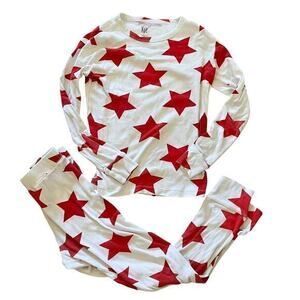Gap Kids Red Star Two-Piece White Cotton Unisex Pajamas Youth Size 10